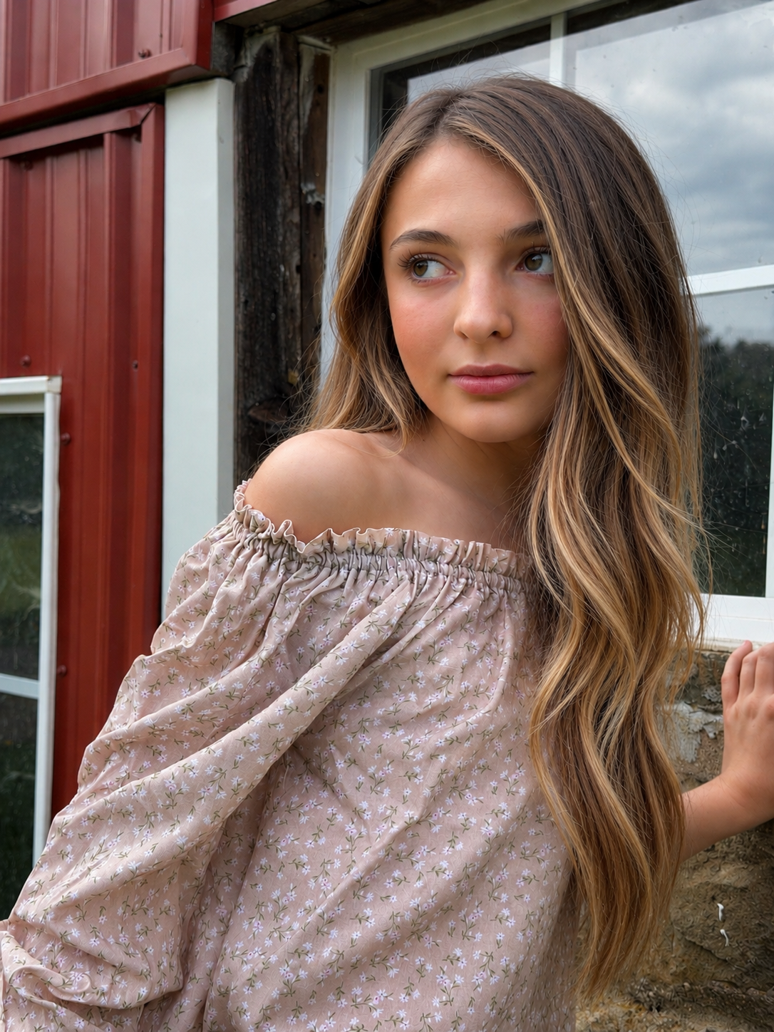 RAGLAN  RUFFLE NECK PEASANT TOP