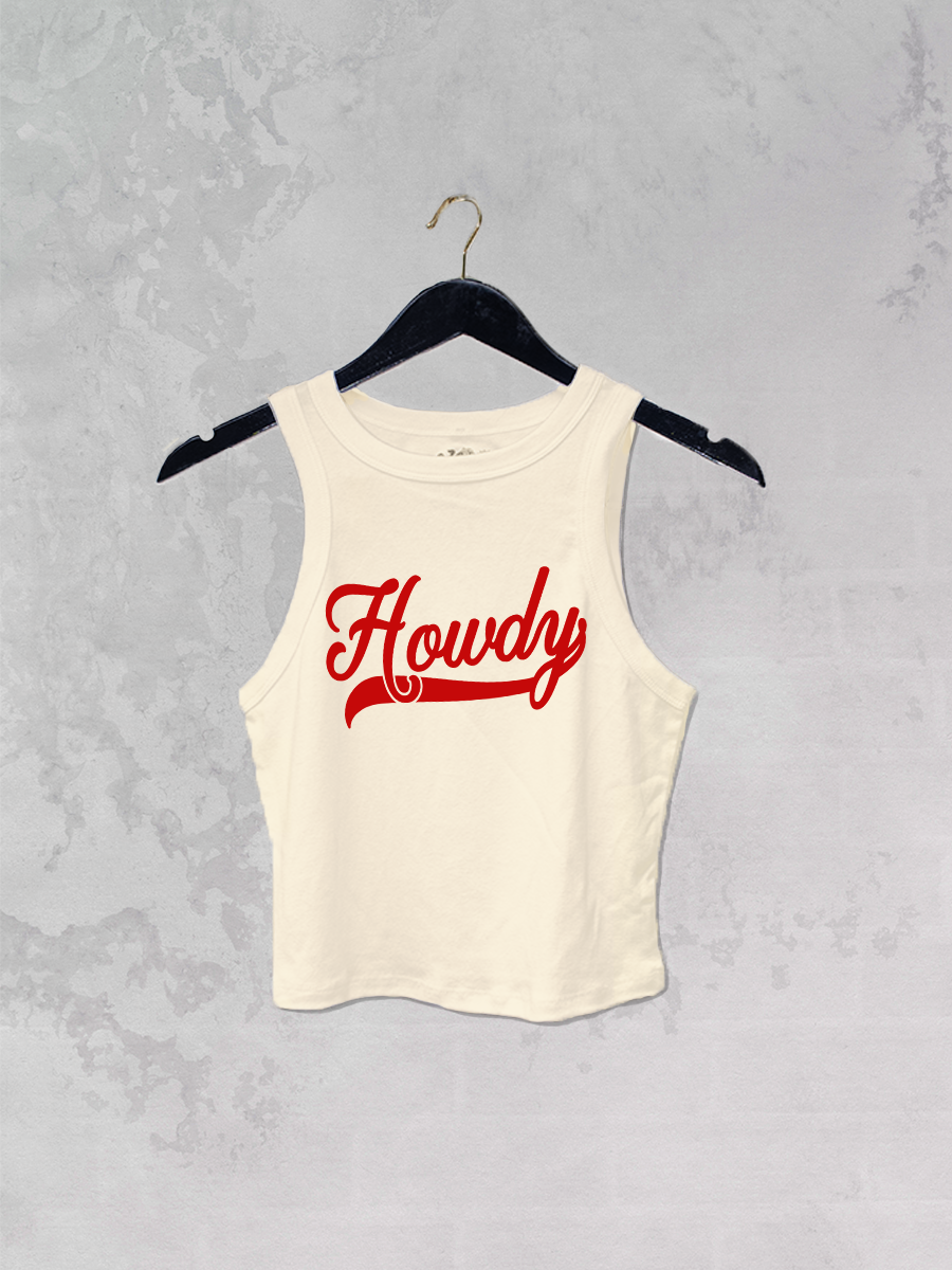 Howdy, Western Cowgirl Micro-Ribbed Cropped Tank