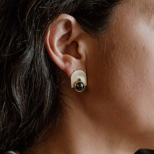Bali Studs // Copper Obsidian: Brass