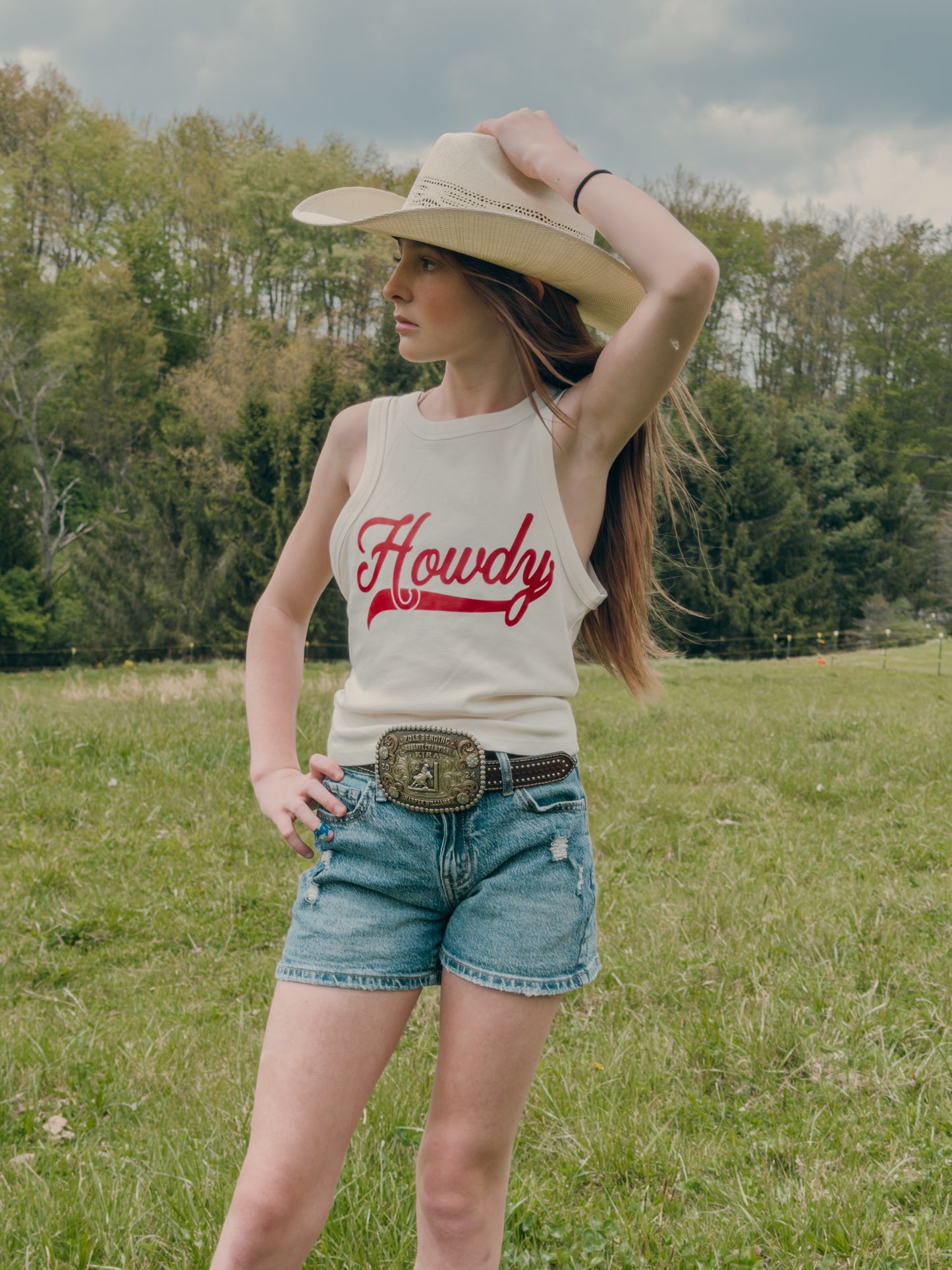 Howdy, Western Cowgirl Micro-Ribbed Cropped Tank