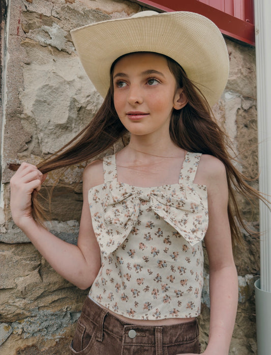 GIRLS BOW FRONT SLEEVELESS TOP